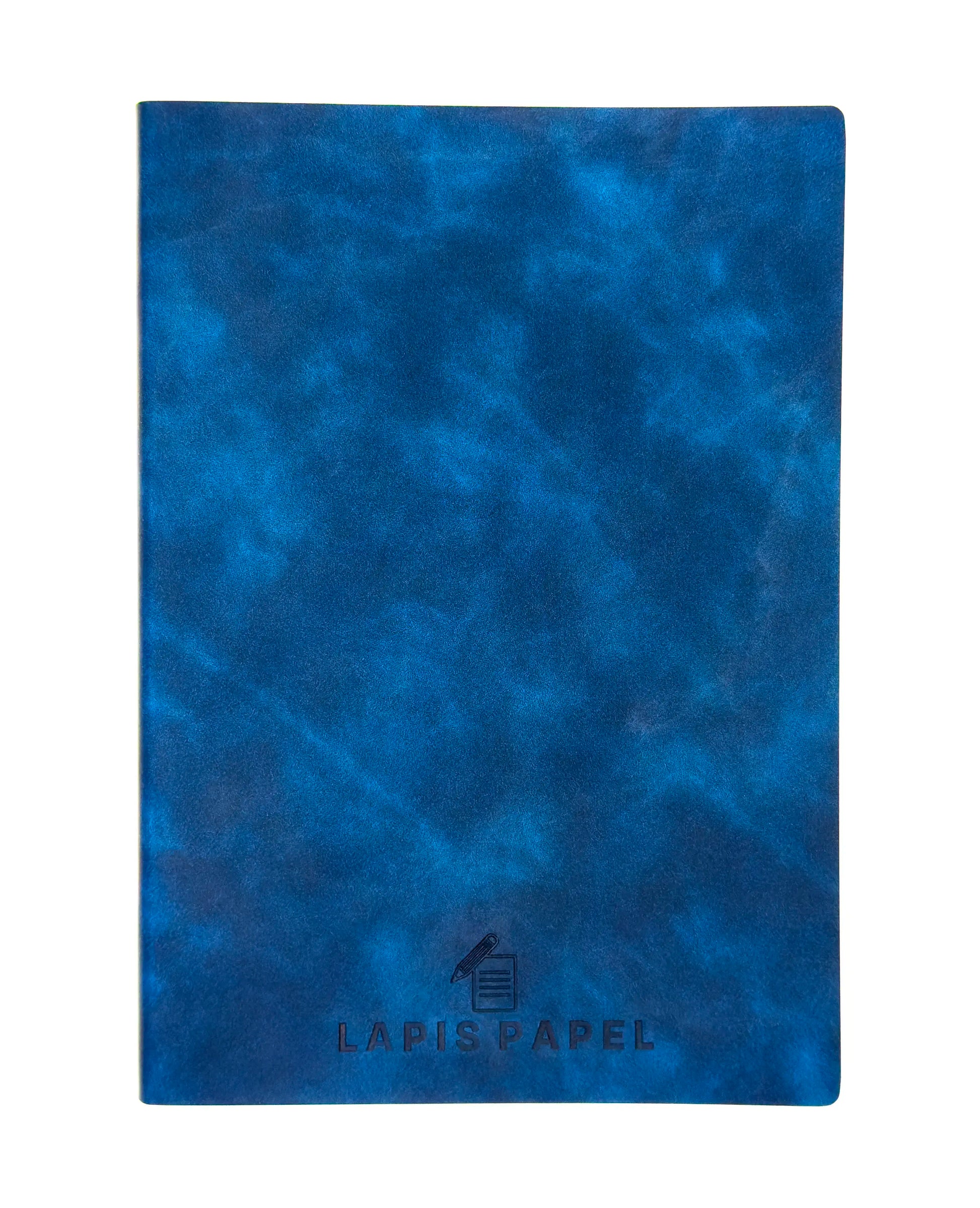 A5 notebook blue front cover PU leather embossed