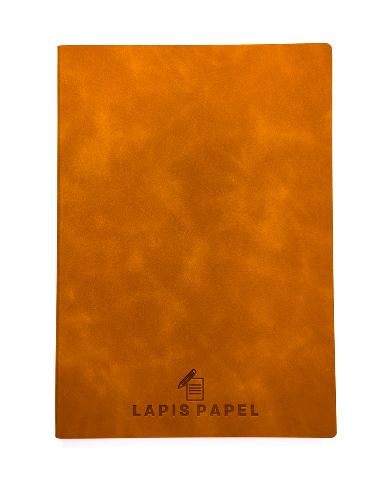 A5 tan notebook front cover PU leather embossed