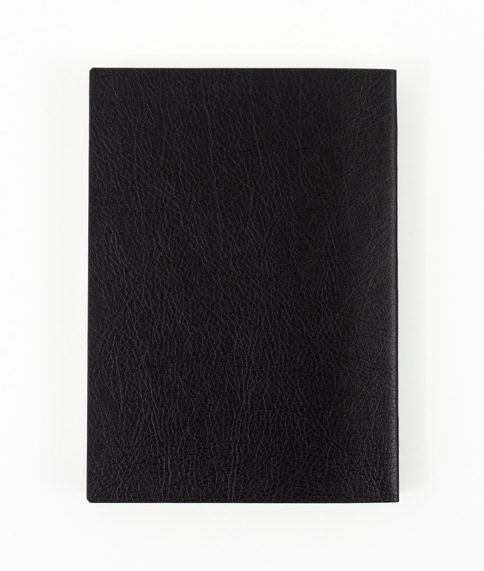 Black A6 notebook on a white background (back cover)
