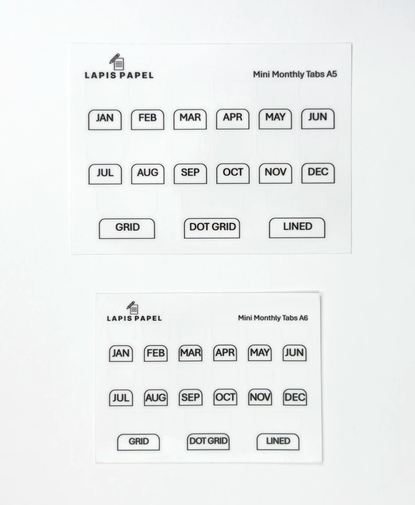 mini monthly sticker tabs A5 and A6