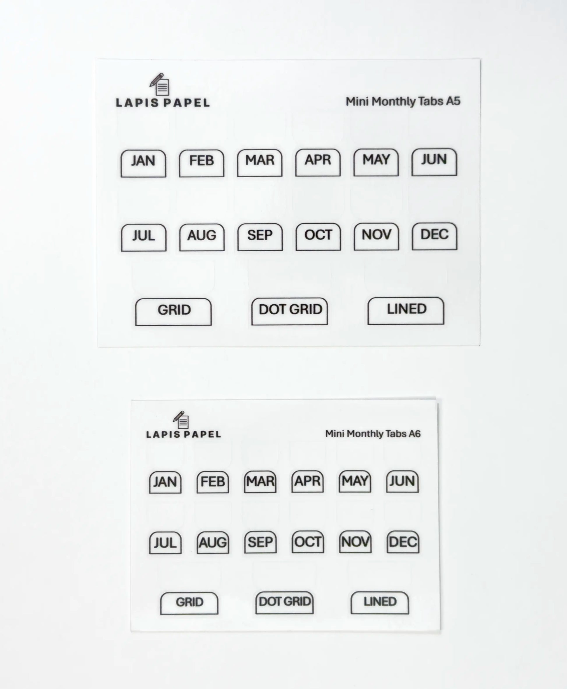 mini monthly sticker tabs A5 and A6