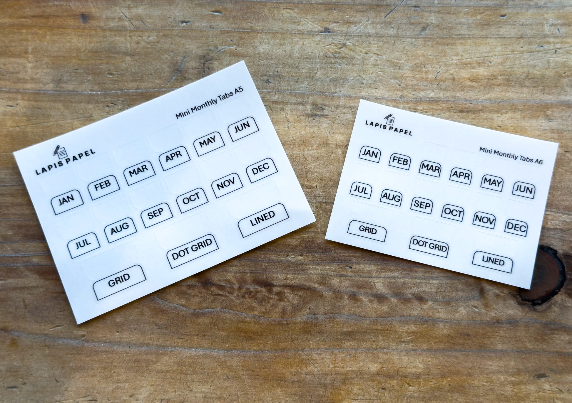 mini monthly sticker tabs A6 and A5